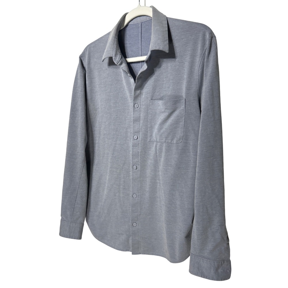 Lululemon Commission Button Up Shirt Heathered Blue 21" Wide 28" Long Retail $98